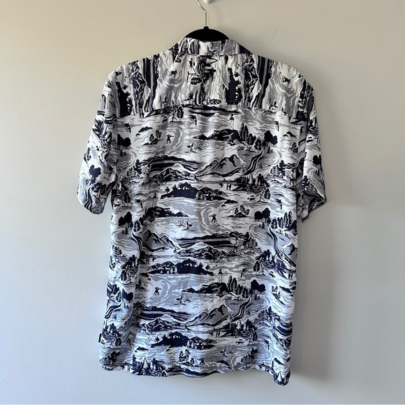 Far West Shirt Short Sleeve Men's Medium Black and White Coastal Nautical Summer - Picture 2 of 12